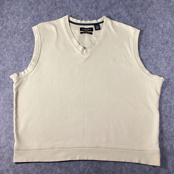 Jack Nicklaus Golden Bear Mens V-Neck Golf Sweater Vest Size Large Beige Cotton - Picture 3 of 11